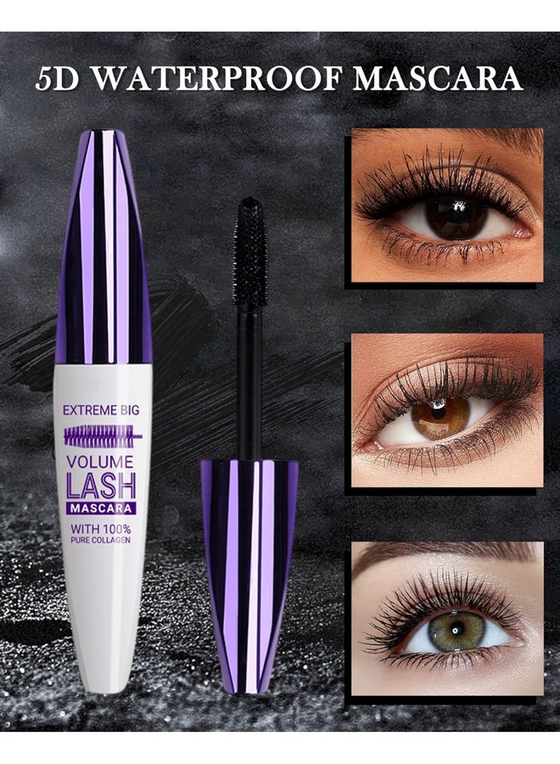 Lestpola 5D Waterproof Mascara Black with Eyelash Brush, Long Lasting Smudge-proof Mascara for Eyelashes, Volumizing Lengthening Curling Eye Lashes,Telescopic Thick Mascaras,Cosplay Halloween Stage Eye Makeup - Image 2